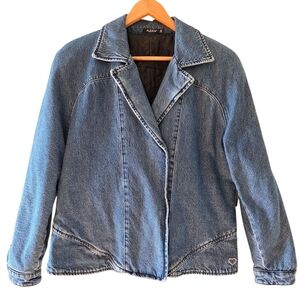 Please Vintage Boho Casual Women's Denim 80s Quilted Jean Jacket Size Medium